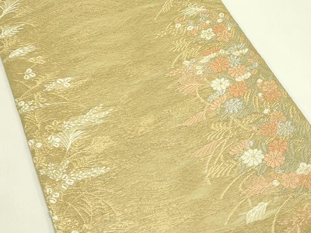 平和屋着物*夏物 六通柄袋帯 唐織 草花文 金銀糸 正絹 逸品 CABJ1845rv