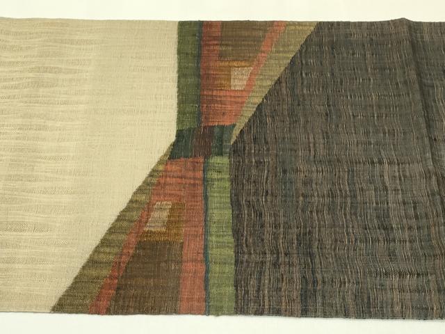 平和屋着物*夏物 西陣 老舗 渡文謹製 手織 すくひ 両面 太鼓柄袋帯 幾何学文様 金通し地 正絹 逸品 CABJ1846rv