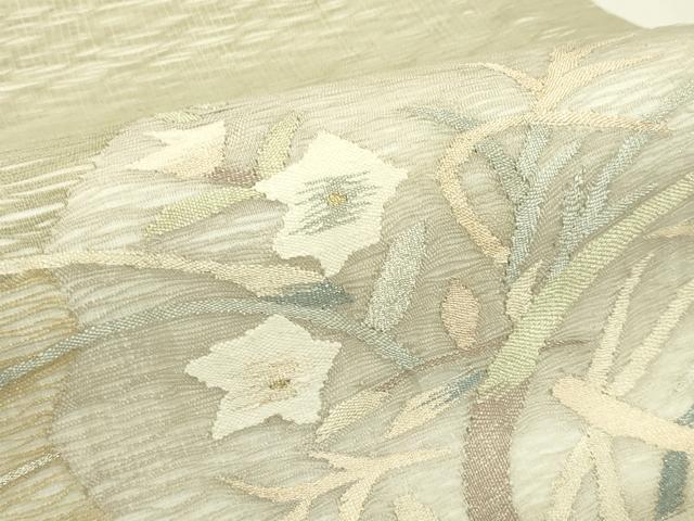 平和屋着物*夏物 太鼓柄袋帯 すくい織 草花丸文 金銀糸 正絹 逸品 CABJ1852rv