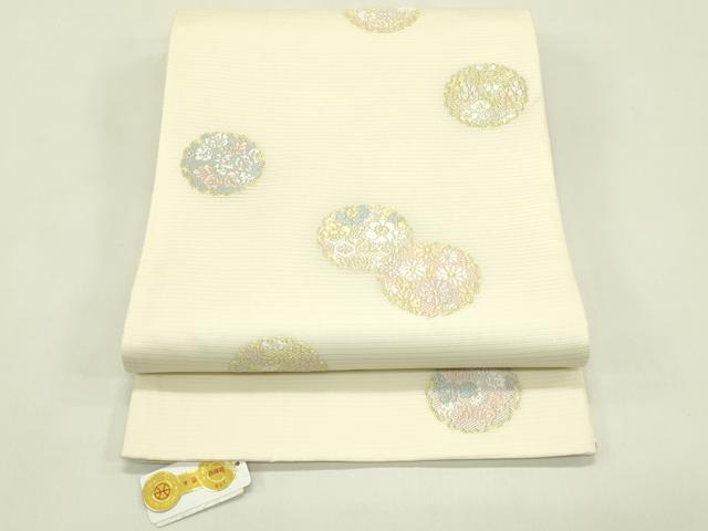 平和屋着物*夏物 西陣 橋本テル織物謹製 六通柄袋帯 唐織 雪輪花文 金糸 証紙付き 正絹 逸品 未使用 CABJ1853rv