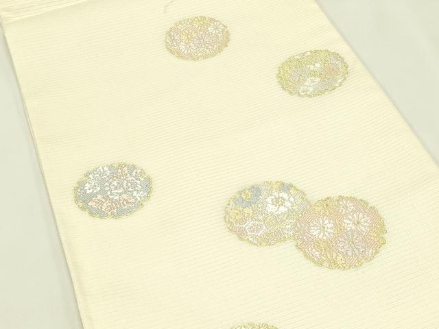 平和屋着物*夏物 西陣 橋本テル織物謹製 六通柄袋帯 唐織 雪輪花文 金糸 証紙付き 正絹 逸品 未使用 CABJ1853rv