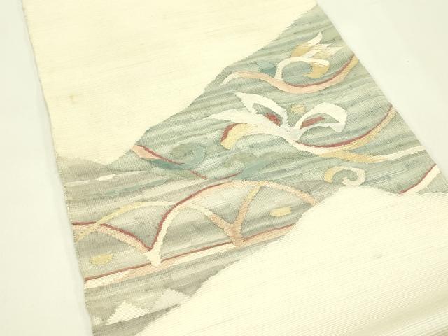平和屋着物*夏物 太鼓柄袋帯 すくい織 花唐草文 金銀糸 正絹 逸品 CABJ1859rv