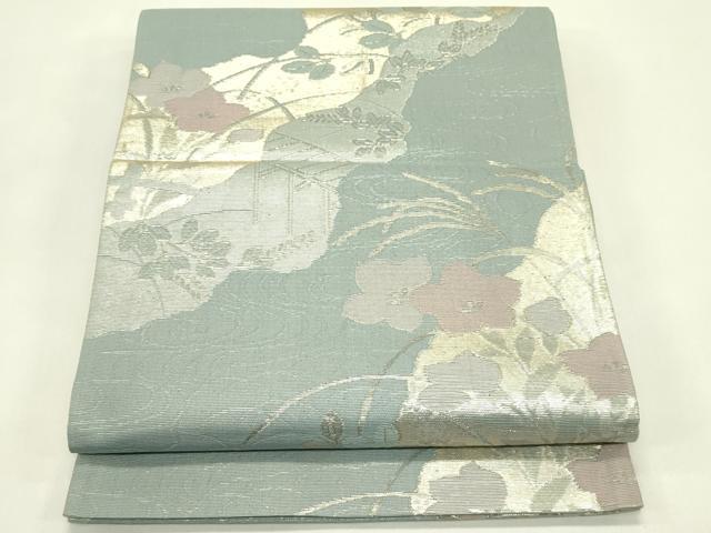 平和屋着物*夏物 六通柄袋帯 草花文 金銀糸 正絹 逸品 CABJ1867rv