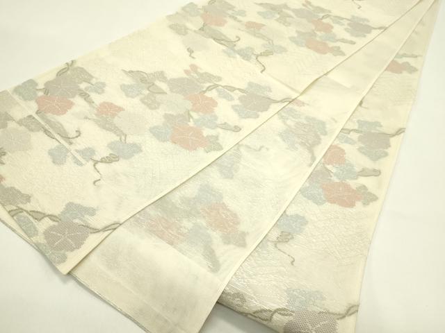 平和屋着物*夏物 六通柄袋帯 朝顔 銀糸 正絹 逸品 CABJ1869rv