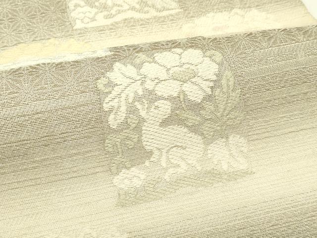 平和屋着物*夏物 六通柄袋帯 唐織 兎草花文 銀糸 正絹 逸品 CABJ1871rv