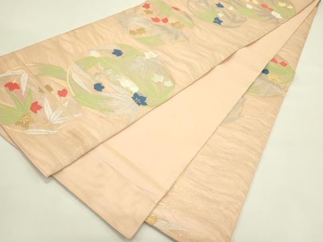平和屋着物*夏物 全通柄 本袋帯 草花丸文 金銀糸 正絹 逸品 CABJ1876rv