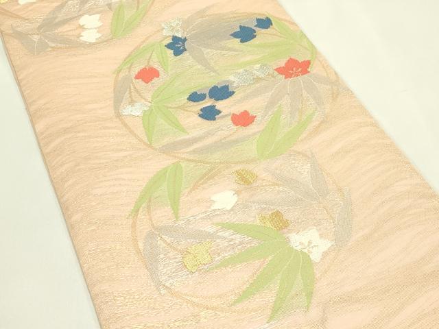 平和屋着物*夏物 全通柄 本袋帯 草花丸文 金銀糸 正絹 逸品 CABJ1876rv