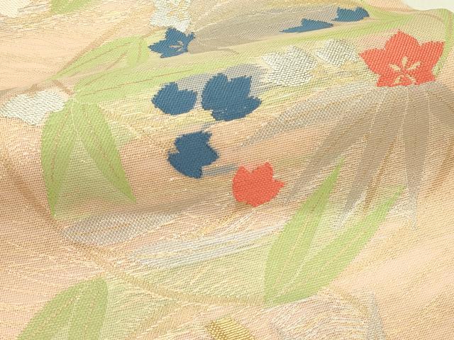 平和屋着物*夏物 全通柄 本袋帯 草花丸文 金銀糸 正絹 逸品 CABJ1876rv