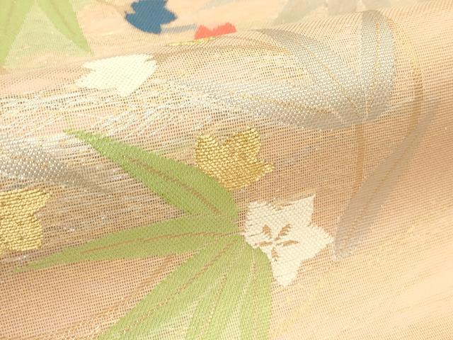 平和屋着物*夏物 全通柄 本袋帯 草花丸文 金銀糸 正絹 逸品 CABJ1876rv
