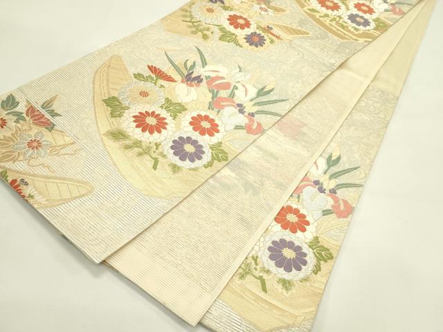平和屋着物*夏物 六通柄袋帯 唐織 草花筏文 金銀糸 正絹 逸品 CABJ1880rv