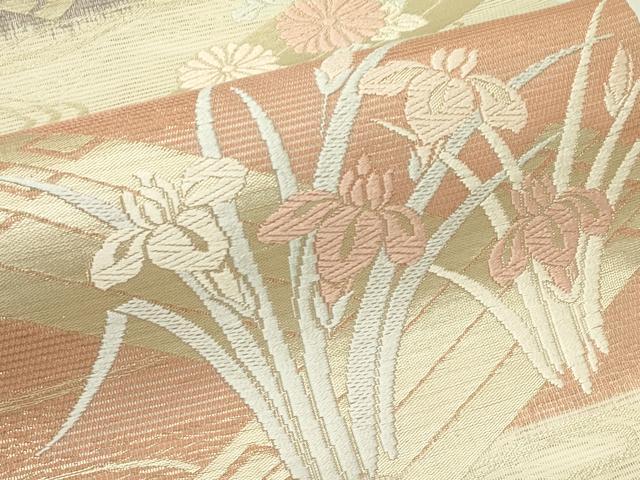 平和屋着物*夏物 六通柄袋帯 唐織 流水秋草文 金糸 正絹 逸品 CABJ1882rv