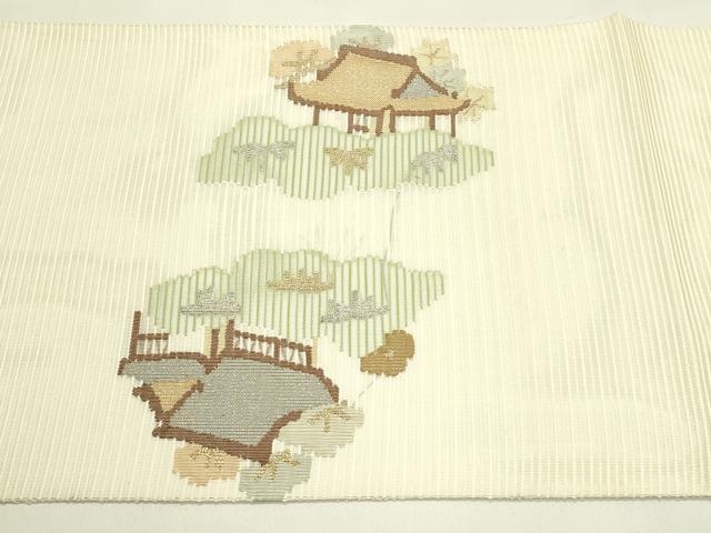 平和屋着物*夏物 太鼓柄袋帯 絽綴れ 風景文 金銀糸 正絹 逸品 未使用 CABJ1883rv