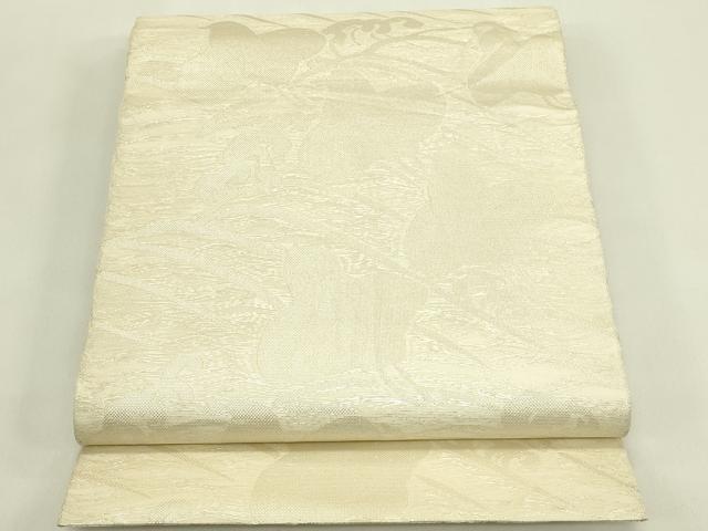 平和屋着物*夏物 全通柄 本 千鳥立波文 銀糸 袋帯 正絹 逸品 CABJ1891rv