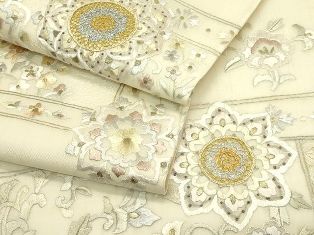 平和屋着物*夏物 袋帯 総刺繍 中国三大刺繍 スワトウ刺繍 正倉院草花文 金銀糸 正絹 逸品 未使用 CABJ1896rv