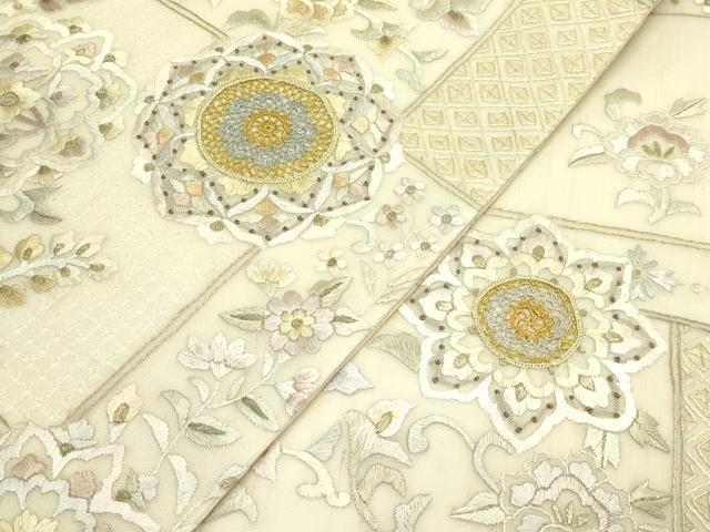 平和屋着物*夏物 袋帯 総刺繍 中国三大刺繍 スワトウ刺繍 正倉院草花文 金銀糸 正絹 逸品 未使用 CABJ1896rv
