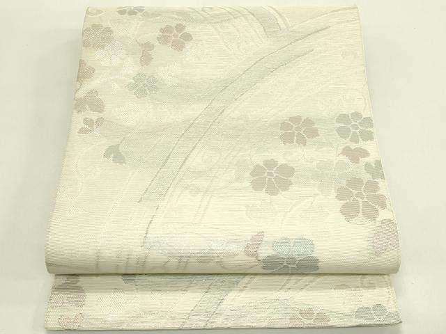 平和屋着物*夏物 六通柄袋帯 花唐草文 銀糸 正絹 逸品 未使用 CABJ1908rv