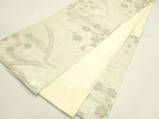 平和屋着物*夏物 六通柄袋帯 花唐草文 銀糸 正絹 逸品 未使用 CABJ1908rv