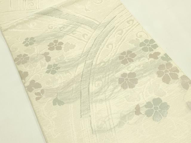 平和屋着物*夏物 六通柄袋帯 花唐草文 銀糸 正絹 逸品 未使用 CABJ1908rv