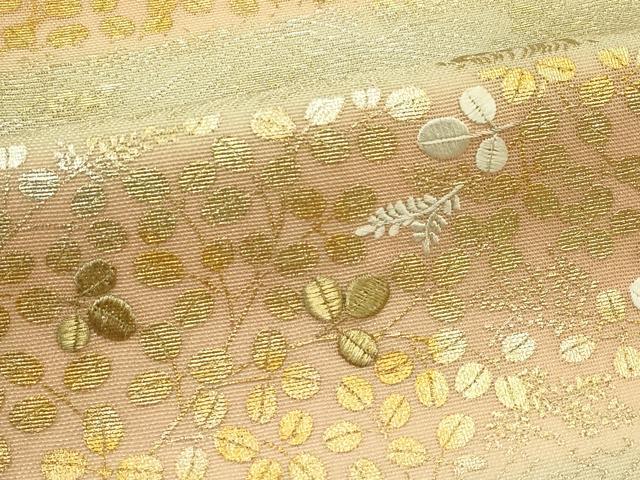 平和屋着物*夏物 六通柄袋帯 刺繍 紗綾型立波萩文 金銀彩 正絹 逸品 CABJ1931rv