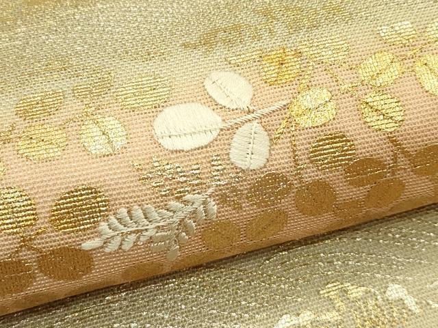 平和屋着物*夏物 六通柄袋帯 刺繍 紗綾型立波萩文 金銀彩 正絹 逸品 CABJ1931rv
