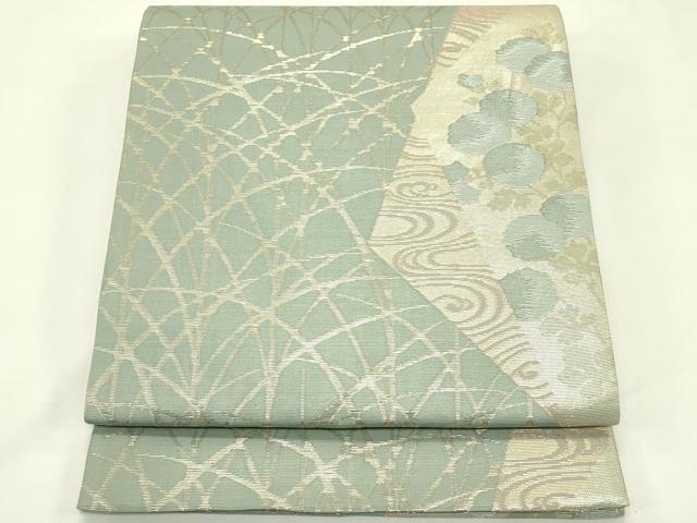 平和屋着物*夏物 六通柄袋帯 流水草花文 金糸 正絹 逸品 CABJ1932rv