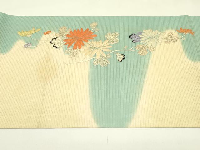 平和屋着物*夏物 アンティーク 大正ロマン 丸帯 引き抜き帯 総刺繍 駒刺繍 草花文 金銀糸 正絹 逸品 CABJ1937rv
