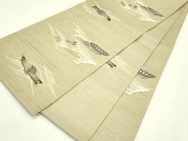 平和屋着物*夏物 アンティーク 大正ロマン 丸帯 引き抜き帯 立波籬舟文 金糸 正絹 逸品 CABJ1939rv