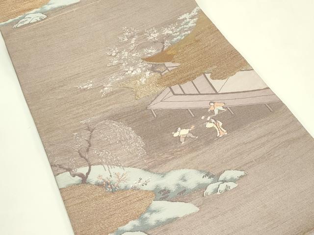平和屋着物*夏物 六通柄袋帯 人物風景文 金銀糸 正絹 逸品 CABJ1947rv