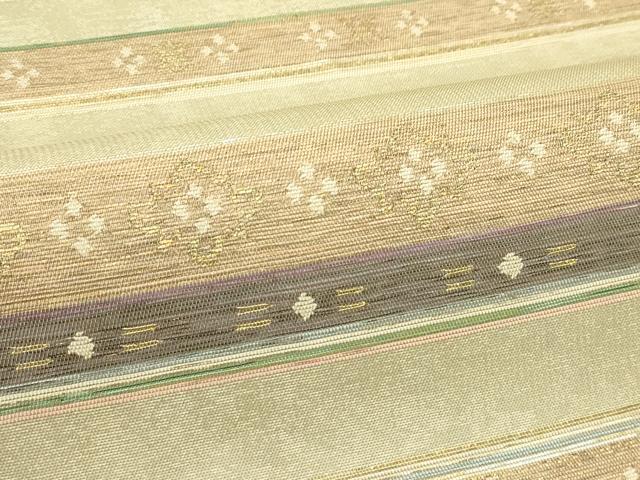平和屋着物*夏物 六通柄袋帯 横段文 金糸 正絹 逸品 CABJ1953rv