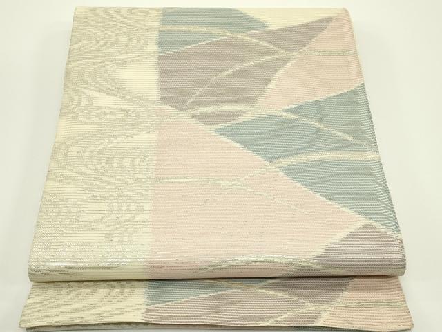 平和屋着物*夏物 六通柄袋帯 切嵌流水芝草文 銀糸 正絹 逸品 CABJ1954rv