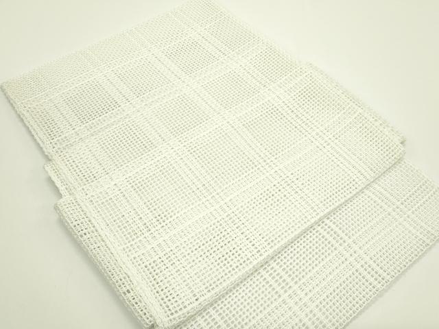 平和屋着物*夏物 洗える最高級着物 <英>はなぶさ謹製 つけ帯 羅 格子柄 白 たとう紙付き CABJ1964rv