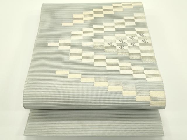 平和屋着物*夏物 八寸名古屋帯 絽綴れ 幾何学文様 金銀糸 正絹 逸品 CABJ1972rv