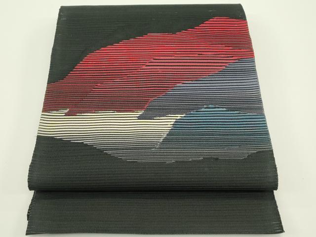平和屋着物*夏物 八寸名古屋帯 絽綴れ 霞文 黒地 正絹 逸品 CABJ1973rv