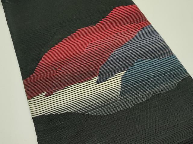 平和屋着物*夏物 八寸名古屋帯 絽綴れ 霞文 黒地 正絹 逸品 CABJ1973rv