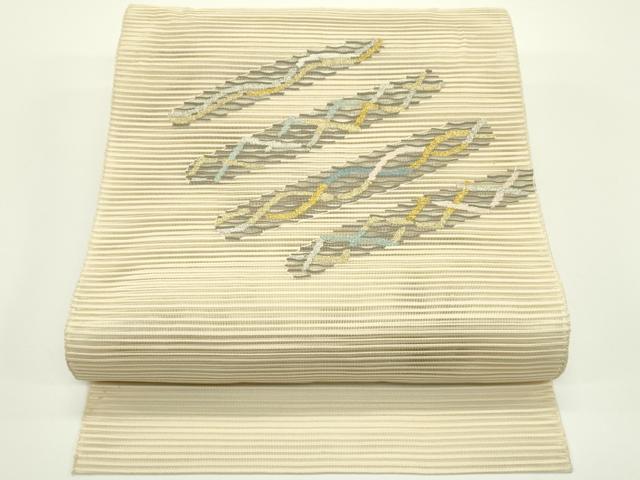 平和屋着物*夏物 八寸名古屋帯 絽綴れ 幾何学文様 金銀糸 正絹 逸品 CABJ1974rv