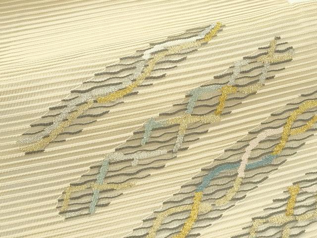 平和屋着物*夏物 八寸名古屋帯 絽綴れ 幾何学文様 金銀糸 正絹 逸品 CABJ1974rv