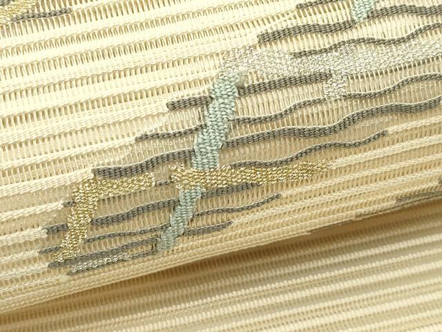 平和屋着物*夏物 八寸名古屋帯 絽綴れ 幾何学文様 金銀糸 正絹 逸品 CABJ1974rv