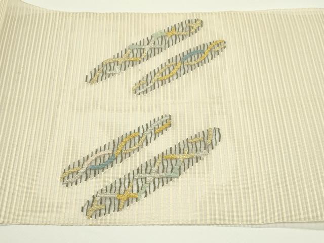 平和屋着物*夏物 八寸名古屋帯 絽綴れ 幾何学文様 金銀糸 正絹 逸品 CABJ1974rv