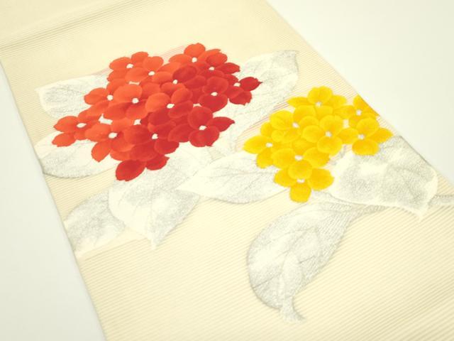 平和屋着物*夏物 九寸開き名古屋帯 紫陽花 銀糸 正絹 逸品 CABJ1976rv