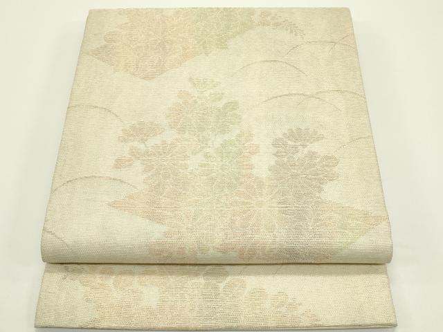 平和屋着物*夏物 九寸開き名古屋帯 草花筏文 銀糸 正絹 逸品 CABJ1978rv