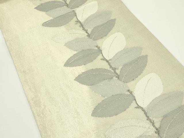 平和屋着物*夏物 九寸開き名古屋帯 枝葉文 銀糸 正絹 逸品 未使用 CABJ1985rv