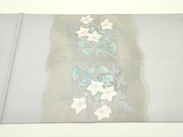 平和屋着物*夏物 九寸開き名古屋帯 秋草文 銀糸 正絹 逸品 CABJ1989rv