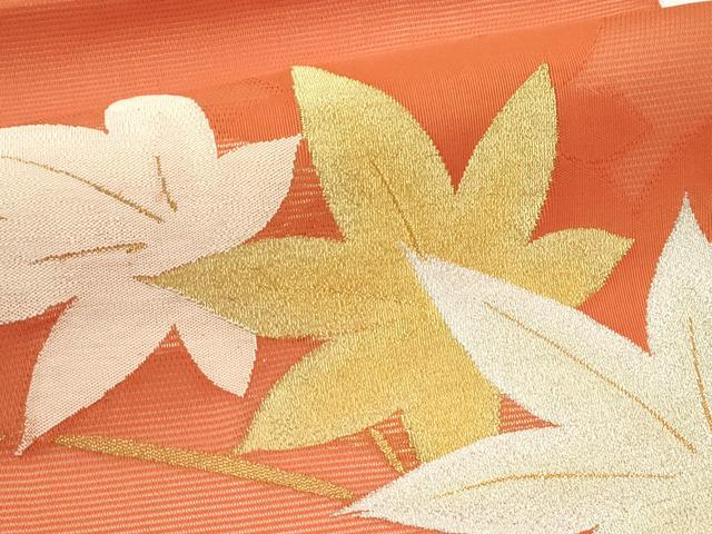 平和屋着物*夏物 九寸開き名古屋帯 楓 金銀糸 正絹 逸品 CABJ1996rv
