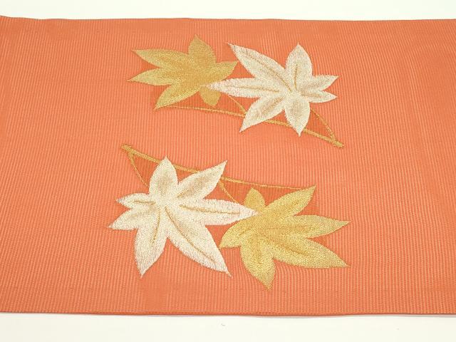 平和屋着物*夏物 九寸開き名古屋帯 楓 金銀糸 正絹 逸品 CABJ1996rv