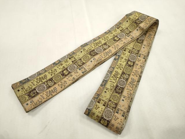 平和屋着物●男性 両面 角帯 動物草花間道 正絹 逸品 CABJ2006dy