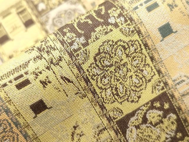 平和屋着物●男性 両面 角帯 動物草花間道 正絹 逸品 CABJ2006dy