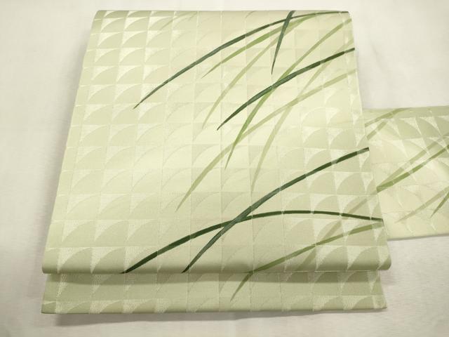 平和屋着物●京都印象派 友禅作家 橋本恵 九寸名古屋帯 草木文 銀通し地 正絹 逸品 未使用 CABJ2030dy