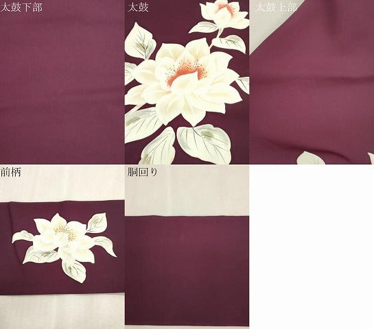 平和屋着物●塩瀬 九寸名古屋帯 手描き 草花文 正絹 逸品 CABJ2032dy