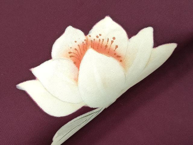 平和屋着物●塩瀬 九寸名古屋帯 手描き 草花文 正絹 逸品 CABJ2032dy