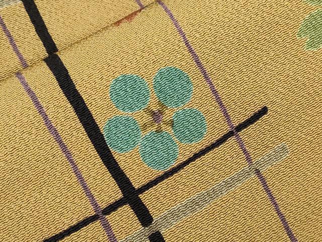 平和屋着物●全通柄九寸名古屋帯 色紙吉祥文 金彩 鬼しぼ縮緬 正絹 逸品 CABJ2036dy
